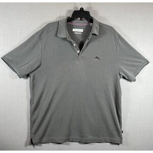 Tommy Bahama Island Zone Polo Shirt Grey Men's Large Short‎ Sleeve